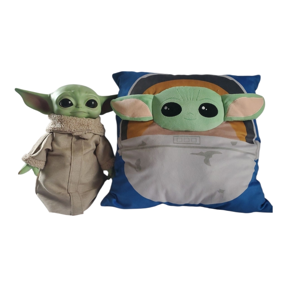 Set of Baby Yoda Doll Star Wars Mandalorian The Child 11" Plush & Pillow